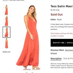 Revolve Tess satin dress by the way SZM NWT